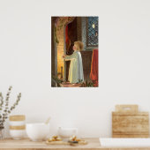 Weihnachten, Erwärmung des Kindes am Kamin Poster (Küche)