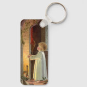 Weihnachten, Erwärmung des Kindes am Kamin Schlüsselanhänger (Rückseite)