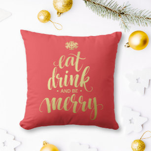 Weihnachten essen Drink & be Merry Red Kissen