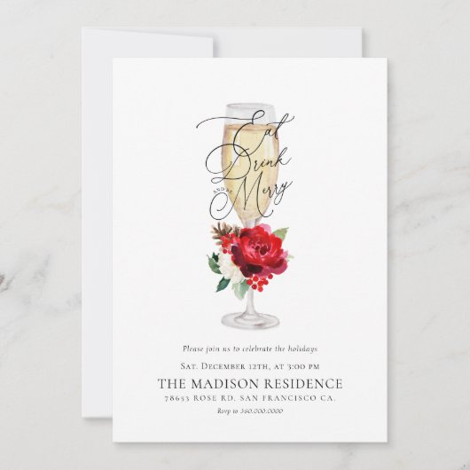 Weihnachten essen Drink und Sei froh Party Einladung (Vorderseite)