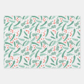 Weihnachten Evergreen Boughs und Holly Berries Geschenkpapier Set (Vorderseite)