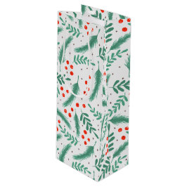 Weihnachten Evergreen Boughs und Holly Berries Geschenktüte Für Weinflaschen