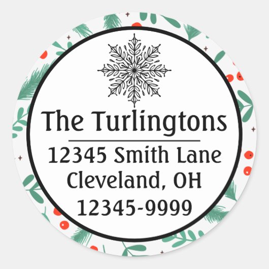 Weihnachten Evergreen Boughs und Holly Berries Runder Aufkleber (Vorderseite)