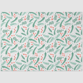 Weihnachten Evergreen Boughs und Holly Berries Seidenpapier