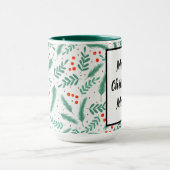 Weihnachten Evergreen Boughs und Holly Berries Tasse (Zentrum)