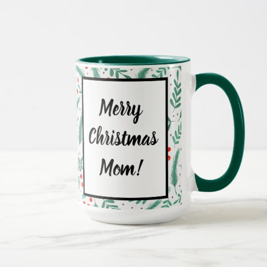Weihnachten Evergreen Boughs und Holly Berries Tasse (Rechts)