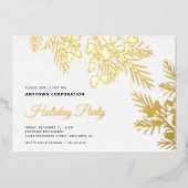 Weihnachten Evergreen Gold Foil Office Feiertage P Folieneinladung (Vorderseite)