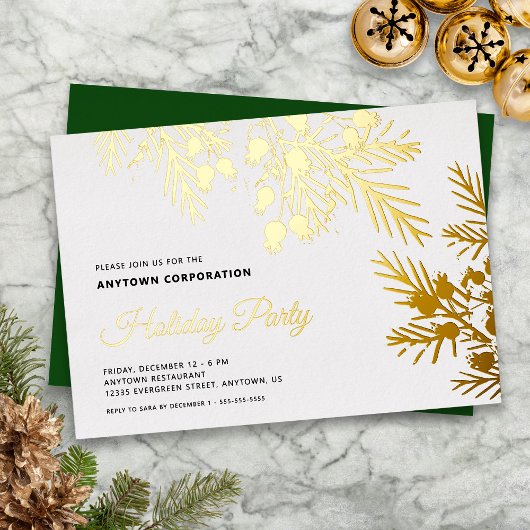Weihnachten Evergreen Gold Foil Office Feiertage P Folieneinladung
