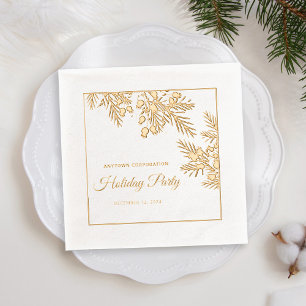 Weihnachten Evergreen Gold Foil Office Feiertage P Servietten Mit Folie