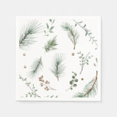 Weihnachten Evergreen Pine Trees Woods Hütte Serviette (Vorderseite)