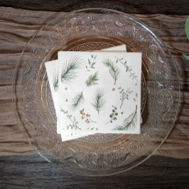 Weihnachten Evergreen Pine Trees Woods Hütte Serviette