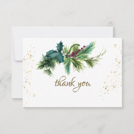 Weihnachten Evergreen Red Gold Winter Wedding Dankeskarte