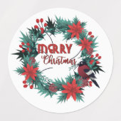Weihnachten Evergreen Red Robin Poinsettia Etiketten (Design 1)