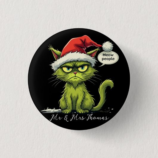 Weihnachten "Ew People" Meowy Cat Lovers Button (Vorderseite)