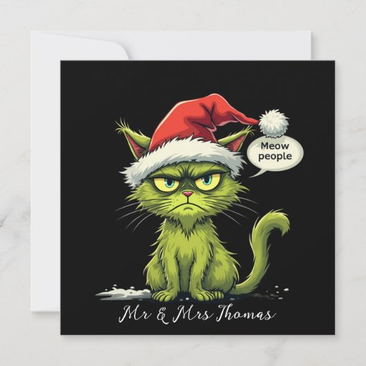 Weihnachten "Ew People" Meowy Cat Lovers Einladung (Vorderseite)