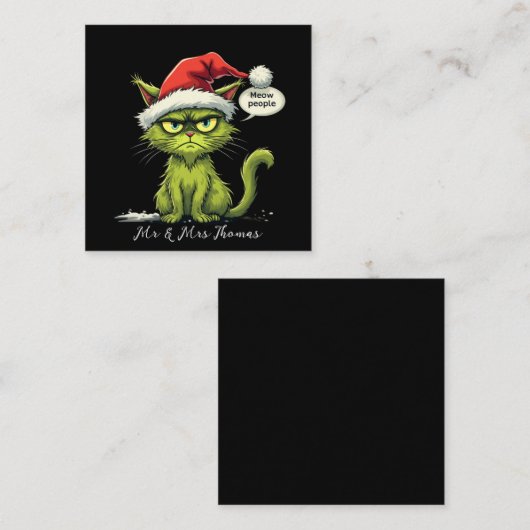 Weihnachten "Ew People" Meowy Cat Lovers Quadratische Visitenkarte (Vorne/Hinten)