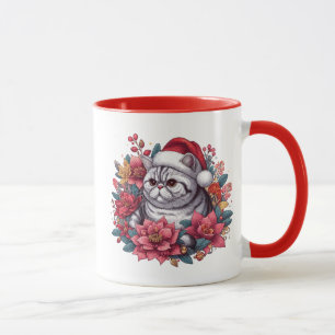 Weihnachten Exotische Kurzhaarkatze, Floral Santa Tasse