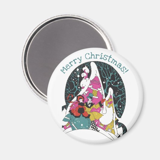 Weihnachten, Extravagante Viktorianische Städter Magnet (Vorderseite/Rückseite)