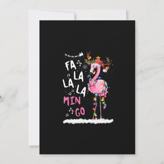 Weihnachten - Fa-La-La-Mingo Flamingo mit Weihnach Einladung (Vorderseite)