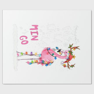 Weihnachten - Fa-La-La-Mingo Flamingo mit Weihnach Geschenkpapier