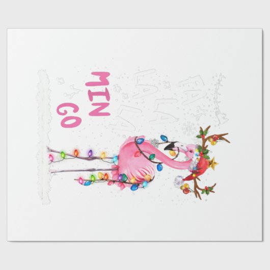 Weihnachten - Fa-La-La-Mingo Flamingo mit Weihnach Geschenkpapier (Flach)