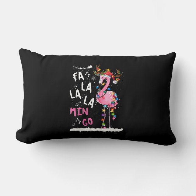 Weihnachten - Fa-La-La-Mingo Flamingo mit Weihnach Lendenkissen (Vorderseite)