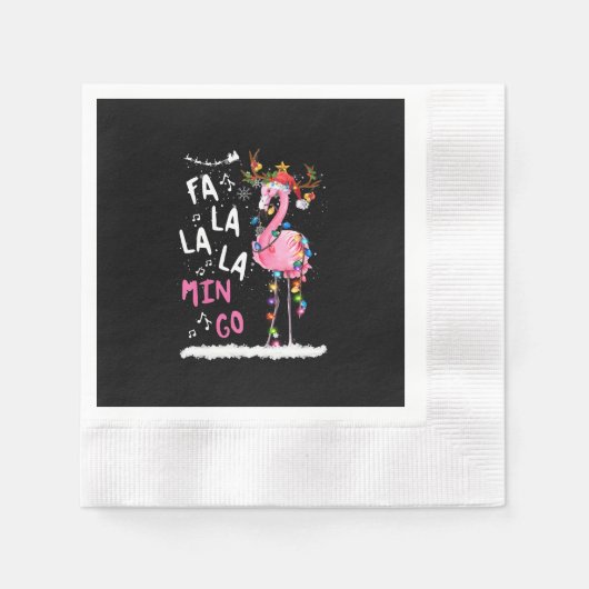 Weihnachten - Fa-La-La-Mingo Flamingo mit Weihnach Serviette (Vorderseite)