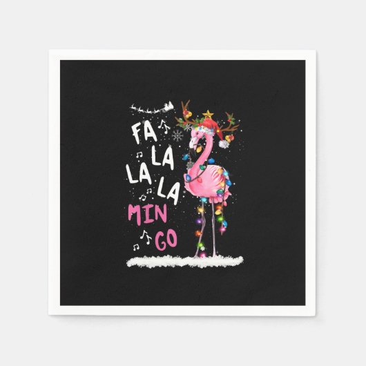 Weihnachten - Fa-La-La-Mingo Flamingo mit Weihnach Serviette (Vorderseite)