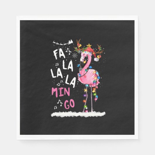 Weihnachten - Fa-La-La-Mingo Flamingo mit Weihnach Serviette (Vorderseite)