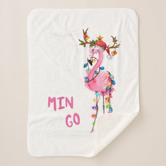 Weihnachten - Fa-La-La-Mingo Flamingo mit Weihnach Sherpadecke (Vorderseite)