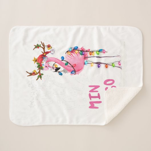 Weihnachten - Fa-La-La-Mingo Flamingo mit Weihnach Sherpadecke (Vorderseite (Horizontal))