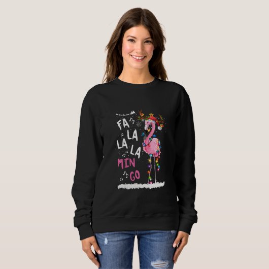 Weihnachten - Fa-La-La-Mingo Flamingo mit Weihnach Sweatshirt (Vorne ganz)