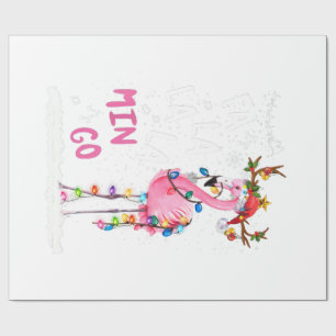 Weihnachten - Fa. La Mingo Flamingo mit Weihnachte Geschenkpapier
