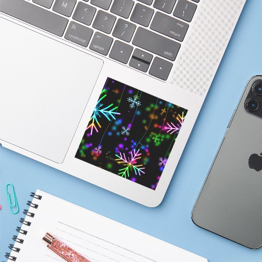 Weihnachten fallen verschiedene Neonfarben Schneef Aufkleber (Laptop mit iPhone)