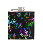 Weihnachten fallen verschiedene Neonfarben Schneef Flachmann (Vorderseite)