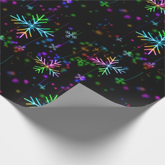 Weihnachten fallen verschiedene Neonfarben Schneef Geschenkpapier (Ecke)