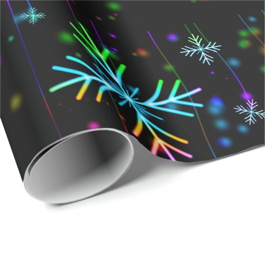 Weihnachten fallen verschiedene Neonfarben Schneef Geschenkpapier (Rolleneckpunkt)
