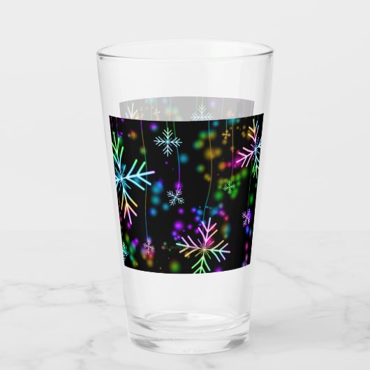 Weihnachten fallen verschiedene Neonfarben Schneef Glas (Rückseite)
