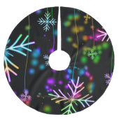 Weihnachten fallen verschiedene Neonfarben Schneef Polyester Weihnachtsbaumdecke (Vorderseite)