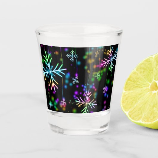 Weihnachten fallen verschiedene Neonfarben Schneef Schnapsglas (Vorderseite)