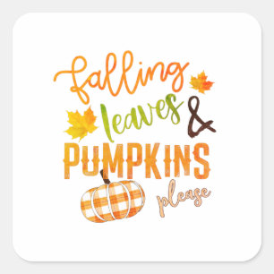 Weihnachten Fallende Blätter & Pumpkins Bitte Ernt Quadratischer Aufkleber