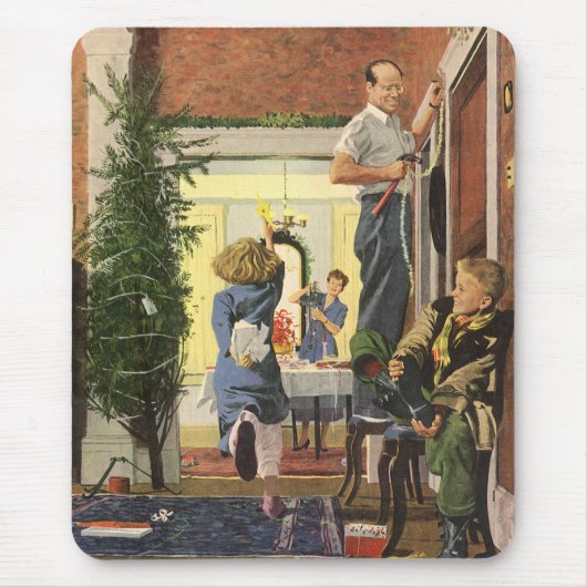 Weihnachten, Familie Dekorieren des Hauses Mousepad (Vorne)