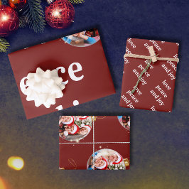 Weihnachten Familie Foto Liebe Friede Joliday Geschenkpapier Set