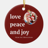 Weihnachten Familie Foto Liebe Friede Joliday Keramik Ornament (Vorne)