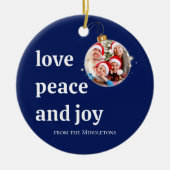 Weihnachten Familie Foto Liebe Friede Josh Blue Ho Keramik Ornament (Vorne)