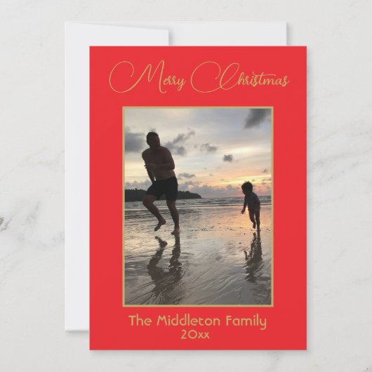 Weihnachten Familie Foto Red Gold Frohe Weihnachte (Vorderseite)