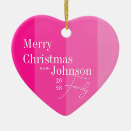 Weihnachten Familie Hot Pink Streifen Keramik Ornament