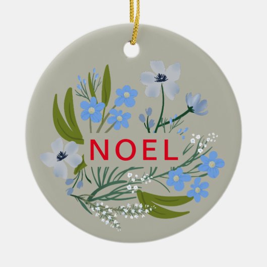 WEIHNACHTEN Familienname Blau, rot Keramik Ornament (Vorne)