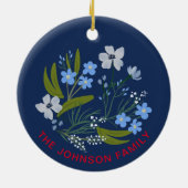 WEIHNACHTEN Familienname Blau, rot Keramik Ornament (Hinten)