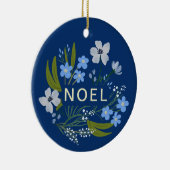 WEIHNACHTEN Familienname Blaue Blume Keramik Ornament (Rechts)